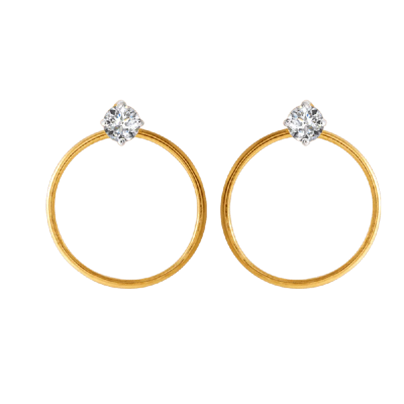 Women’s stud earrings-18KT (750) Yellow Gold And Diamond Clip-on Earrings For Women