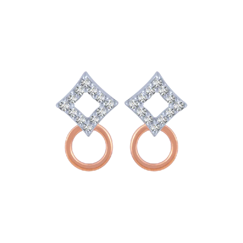 Women’s butterfly earrings-18KT (750) Rose Gold And Diamond Stud Earrings For Women