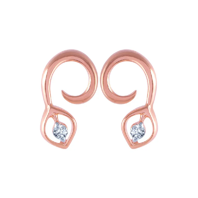 Women’s handmade gold earrings-18k (750) Rose Gold And Diamond Stud Earrings For Women