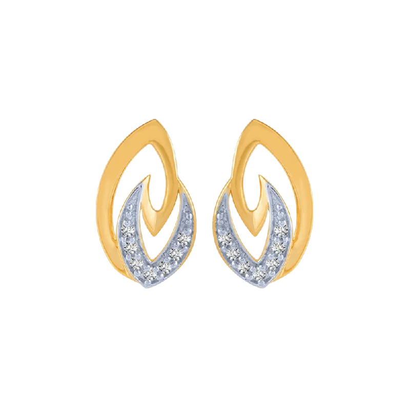 Women’s vintage pearl earrings-18KT (750) Yellow Gold And Diamond Stud Earrings For Women