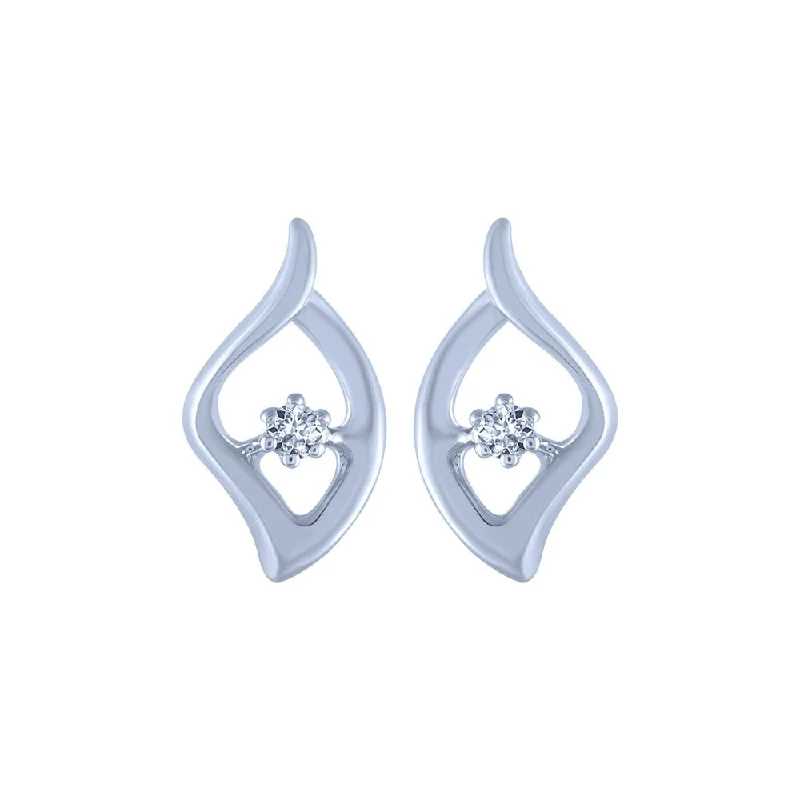 Women’s modern hoop earrings-18k (750) White Gold And Diamond Stud Earrings For Women