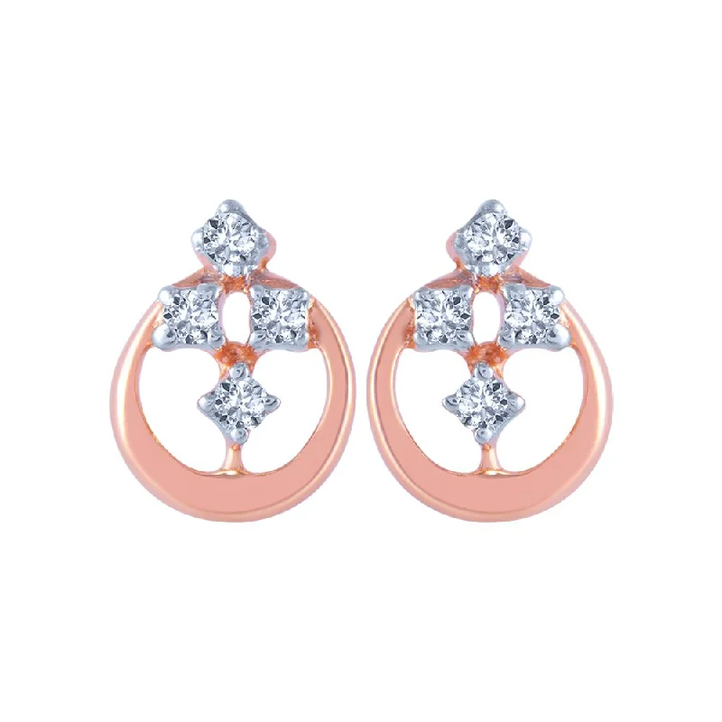 Women’s vintage-style earrings-18k (750) Rose Gold And Diamond Stud Earrings For Women