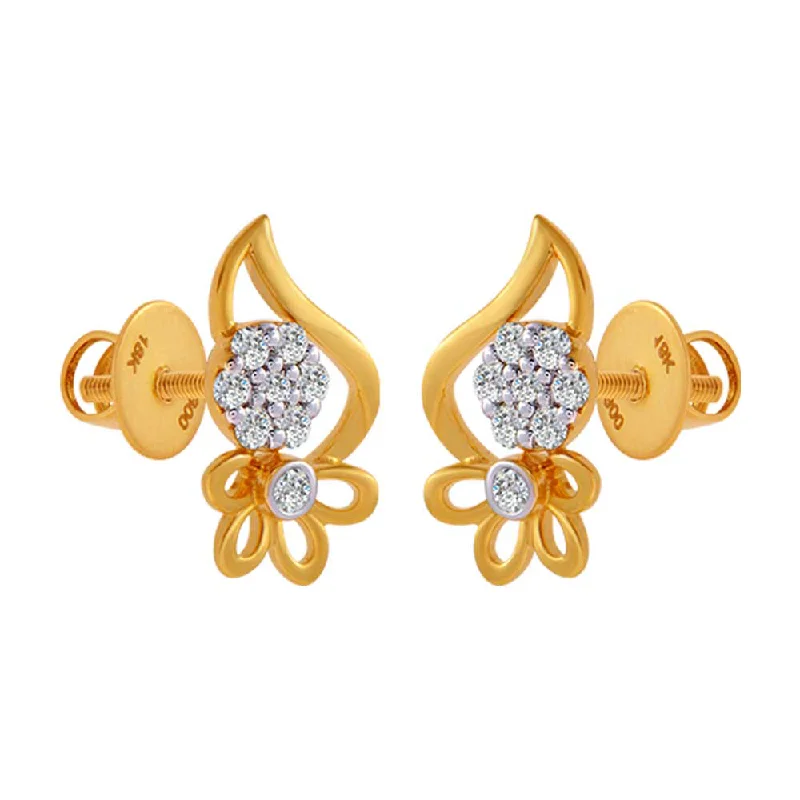 Women’s boho earrings-18KT (750) Yellow Gold And Diamond Clip-on Earrings For Women