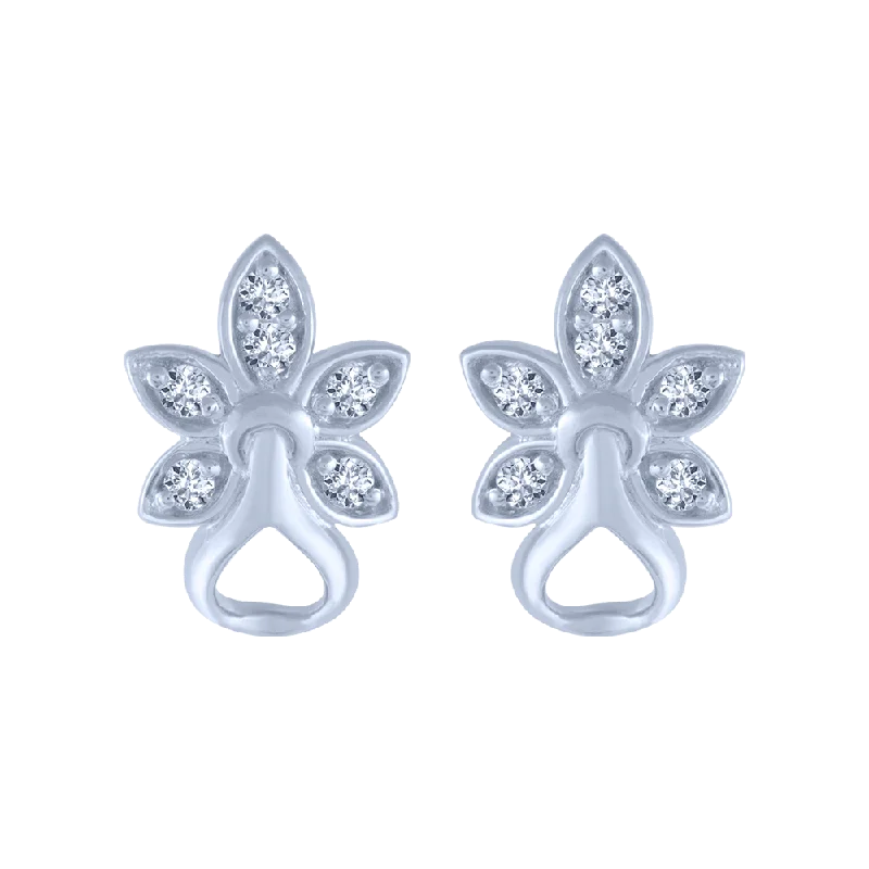 Women’s luxury earrings-18KT (750) White Gold And Diamond Stud Earrings For Women