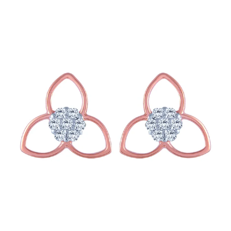 Women’s sparkly earrings-18k (750) Rose Gold And Diamond Stud Earrings For Women