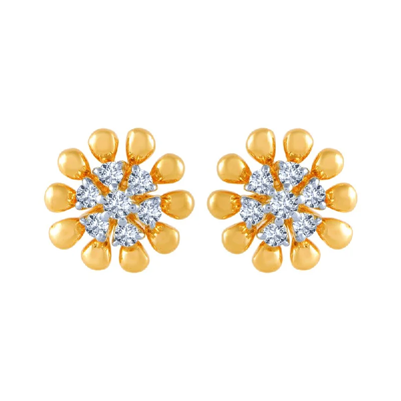 Women’s colorful drop earrings-18k (750) Yellow Gold And Diamond Stud Earrings For Women