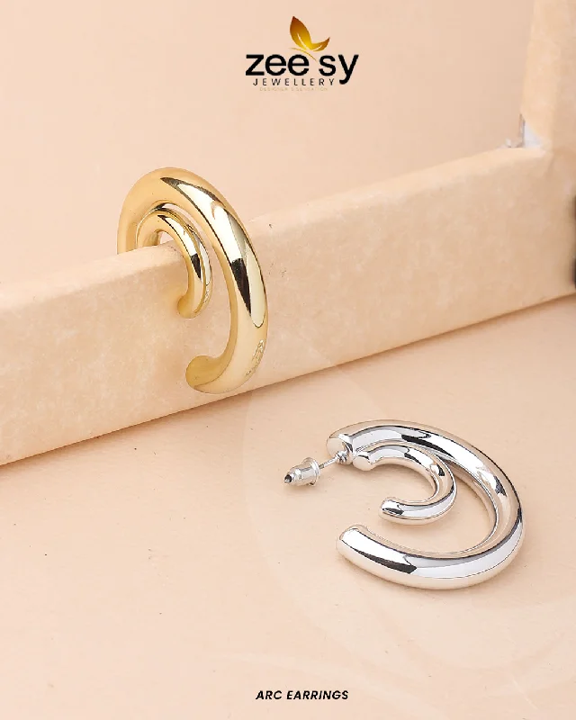 Women’s sun and moon earrings-Arc Earrings