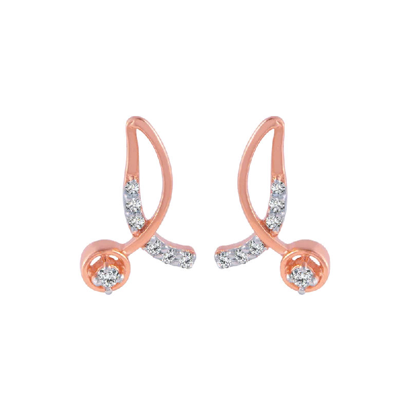 Women’s gemstone earrings-18KT (750) Rose Gold And Diamond Stud Earrings For Women