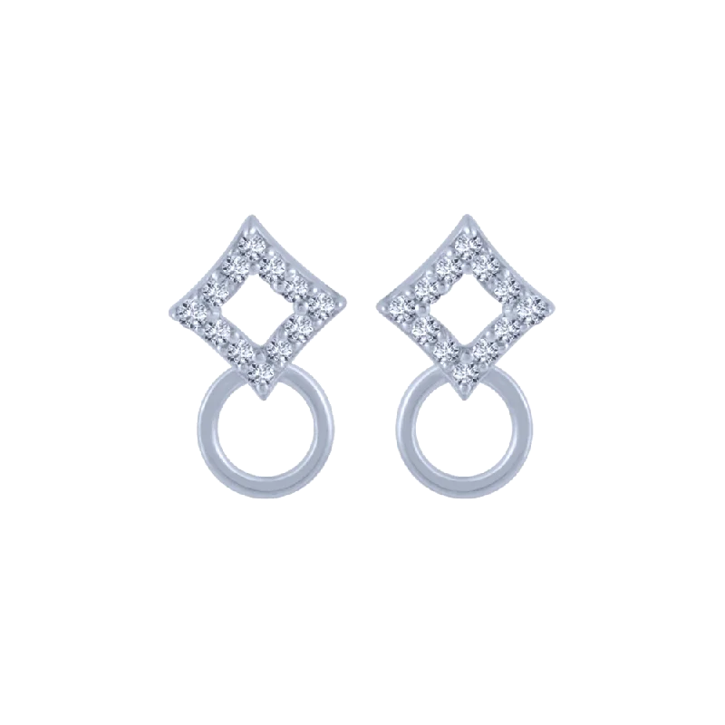 Women’s unique earrings-18KT (750) White Gold And Diamond Stud Earrings For Women