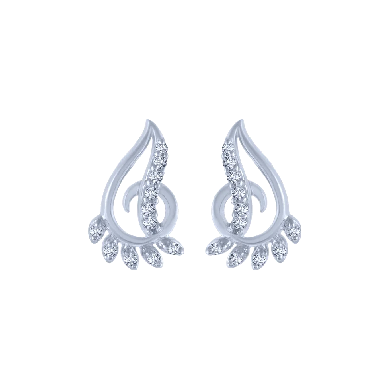 Women’s cute earrings-18KT (750) White Gold And Diamond Stud Earrings For Women