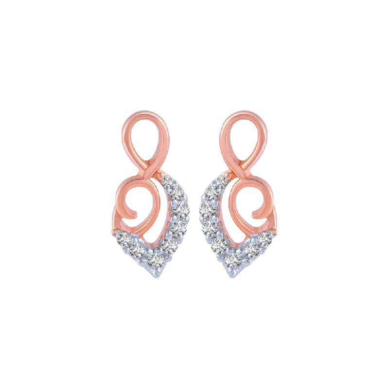 Women’s handmade gold earrings-18KT (750) Rose Gold And Diamond Stud Earrings For Women