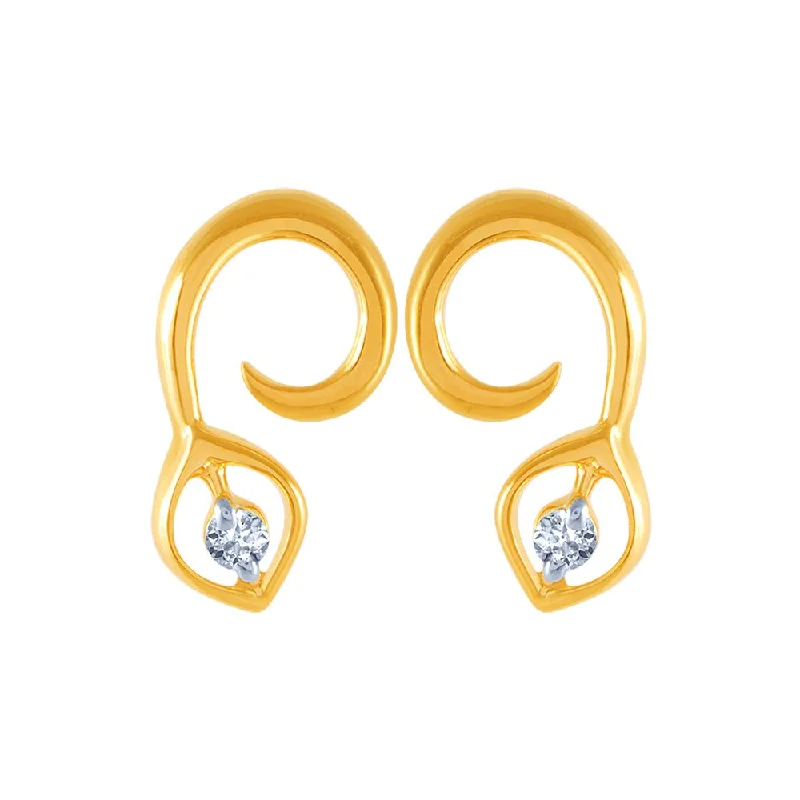 Women’s nature-inspired earrings-18k (750) Yellow Gold And Diamond Stud Earrings For Women