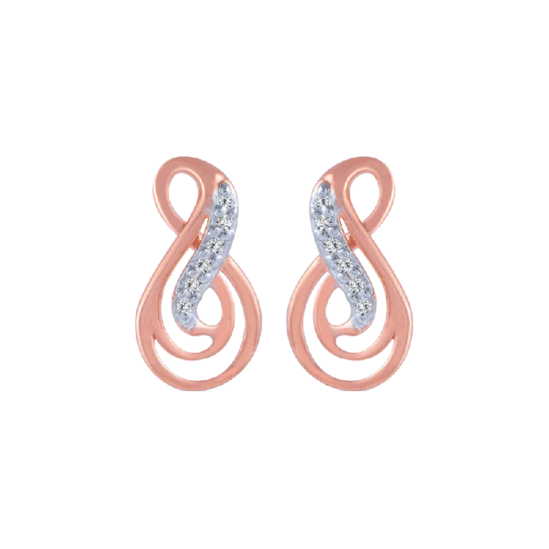 Women’s diamond earrings-18KT (750) Rose Gold And Diamond Stud Earrings For Women