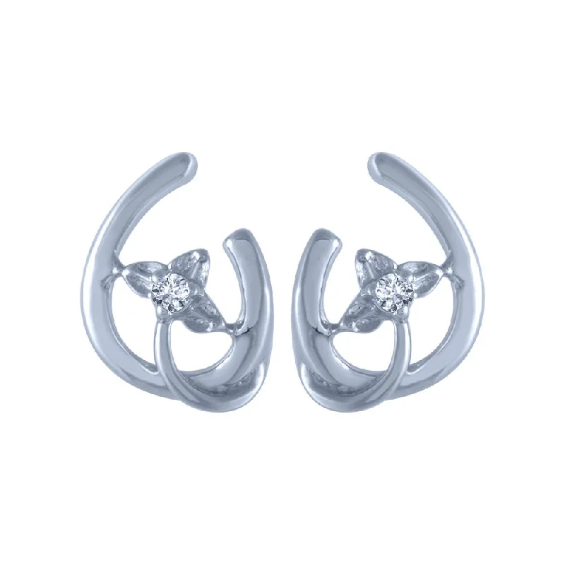 Women’s elegant hoop earrings-18k (750) White Gold And Diamond Stud Earrings For Women