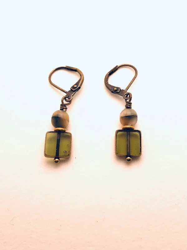 Women’s drop diamond earrings-Czech Glass Earrings Translucent