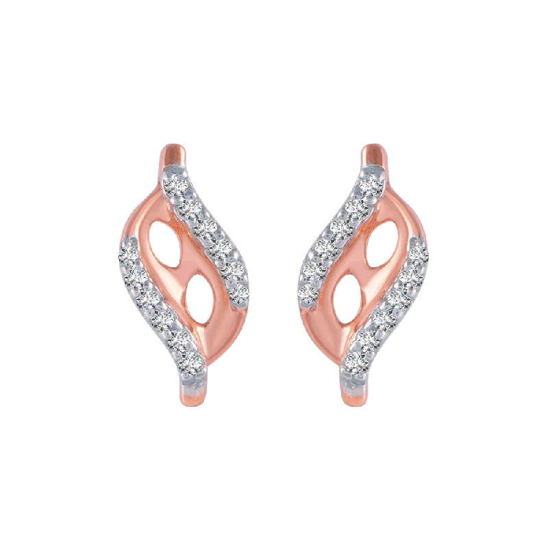 Women’s drop diamond earrings-18KT (750) Rose Gold And Diamond Stud Earrings For Women