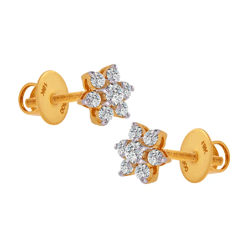 Women’s sterling silver earrings-18KT (750) Yellow Gold And Diamond Clip-on Earrings For Women