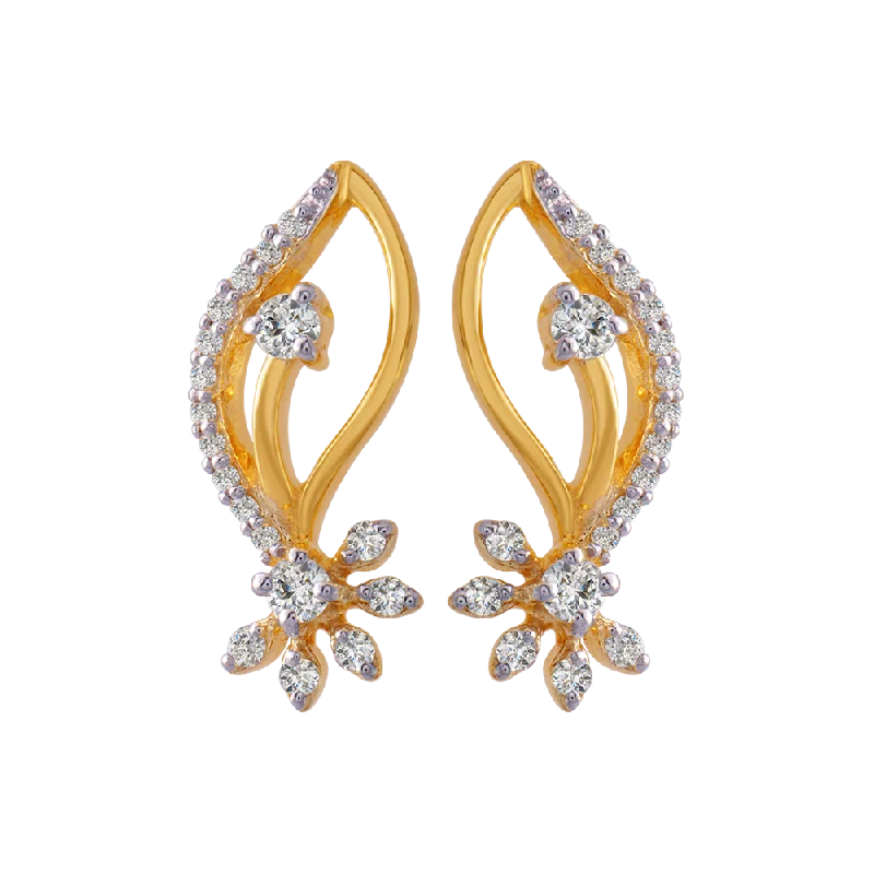 Women’s hoop earrings-18KT (750) Yellow Gold And Diamond Clip-on Earrings For Women