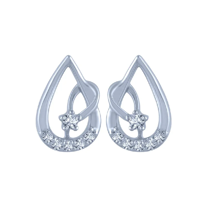 Women’s silver earrings-18k (750) White Gold And Diamond Stud Earrings For Women