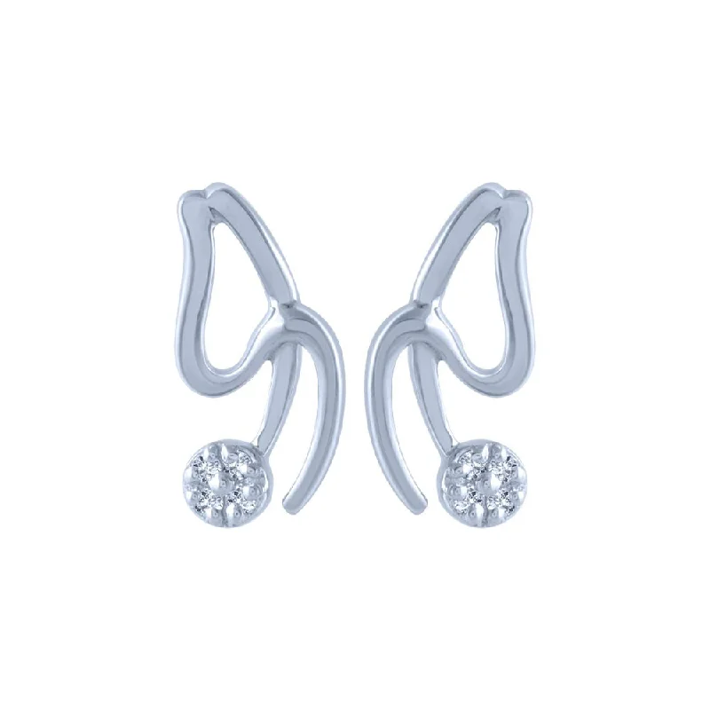 Women’s sun and moon earrings-18k (750) White Gold And Diamond Stud Earrings For Women