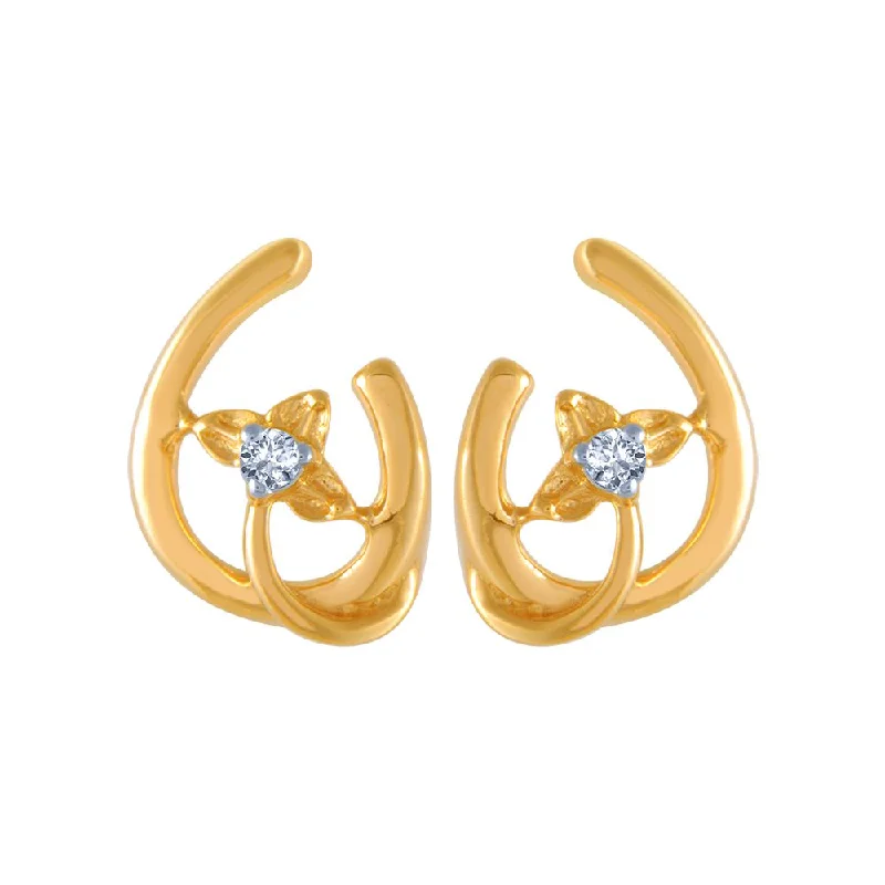 Women’s bridal earrings-18k (750) Yellow Gold And Diamond Stud Earrings For Women