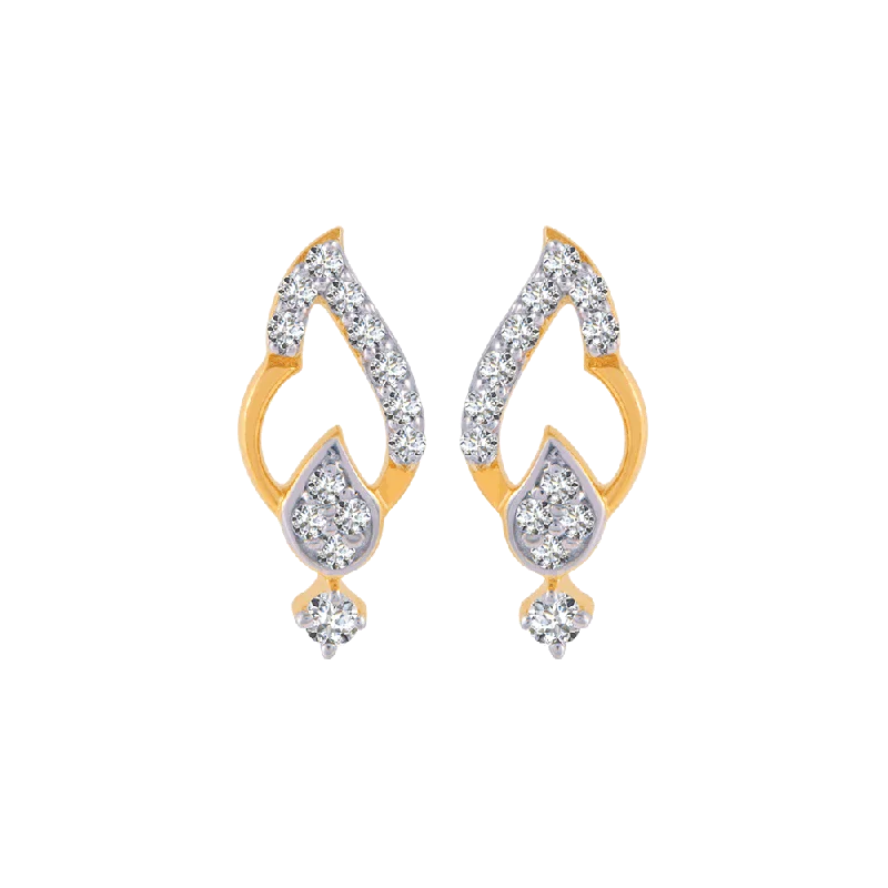 Women’s colorful earrings-18KT (750) Yellow Gold And Diamond Stud Earrings For Women