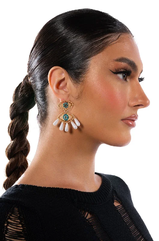 Women’s moonstone drop earrings-ALWAYS WATCHING EMBELLISHED EARRINGS