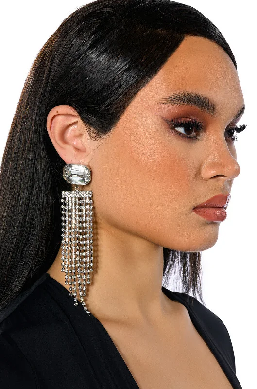 Women’s vintage-style earrings-FALLING WATERS EMBELLISHED CHANDELIER EARRINGS