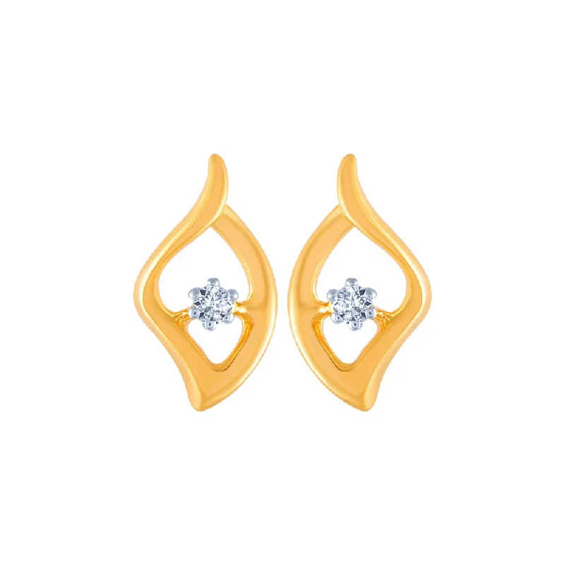 Women’s infinity hoop earrings-18k (750) Yellow Gold And Diamond Stud Earrings For Women