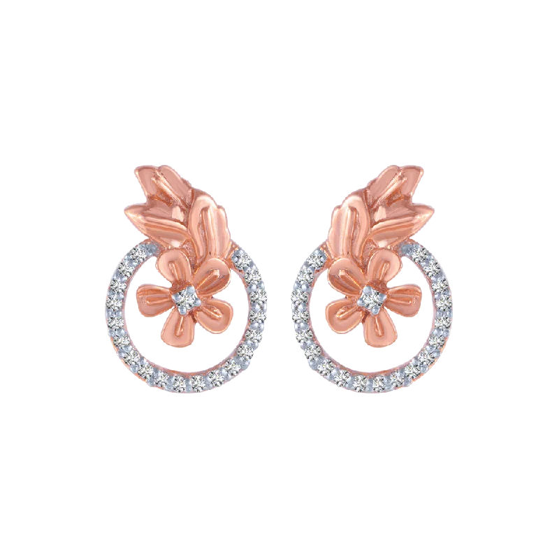 Women’s dangling earrings-18KT (750) Rose Gold And Diamond Stud Earrings For Women