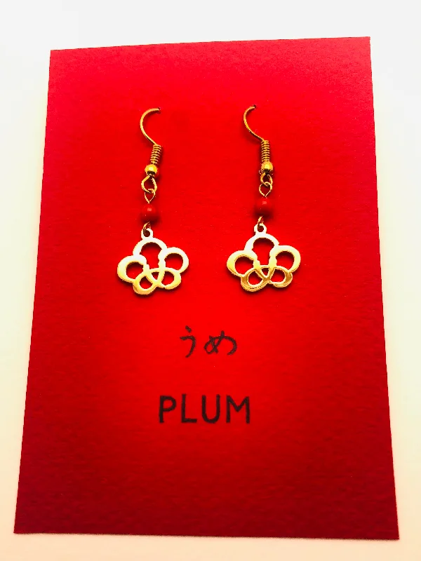 Women’s sparkling earrings-Plum in Hiragana Earrings