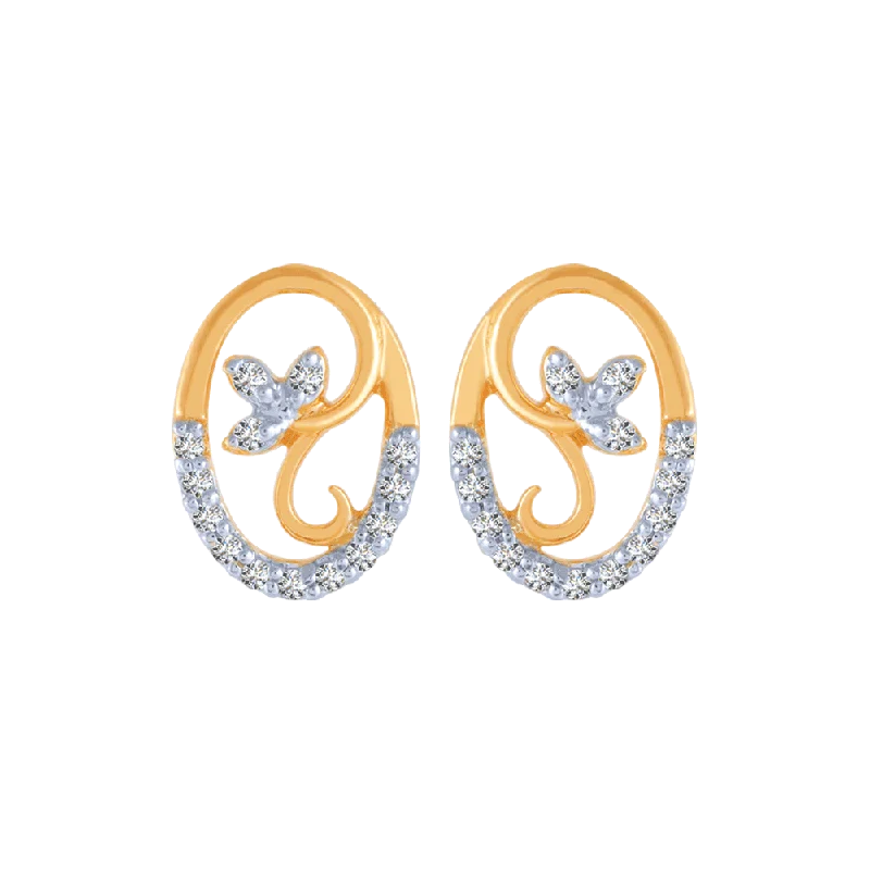 Women’s drop diamond earrings-18KT (750) Yellow Gold And Diamond Stud Earrings For Women