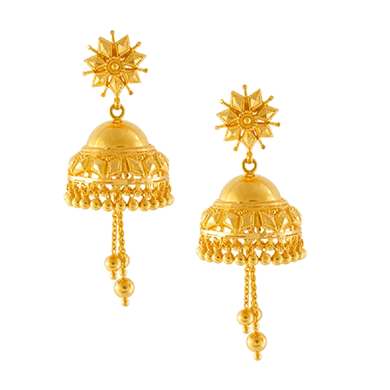 Women’s rainbow earrings-22KT Yellow Gold Jhumki Earrings For Women