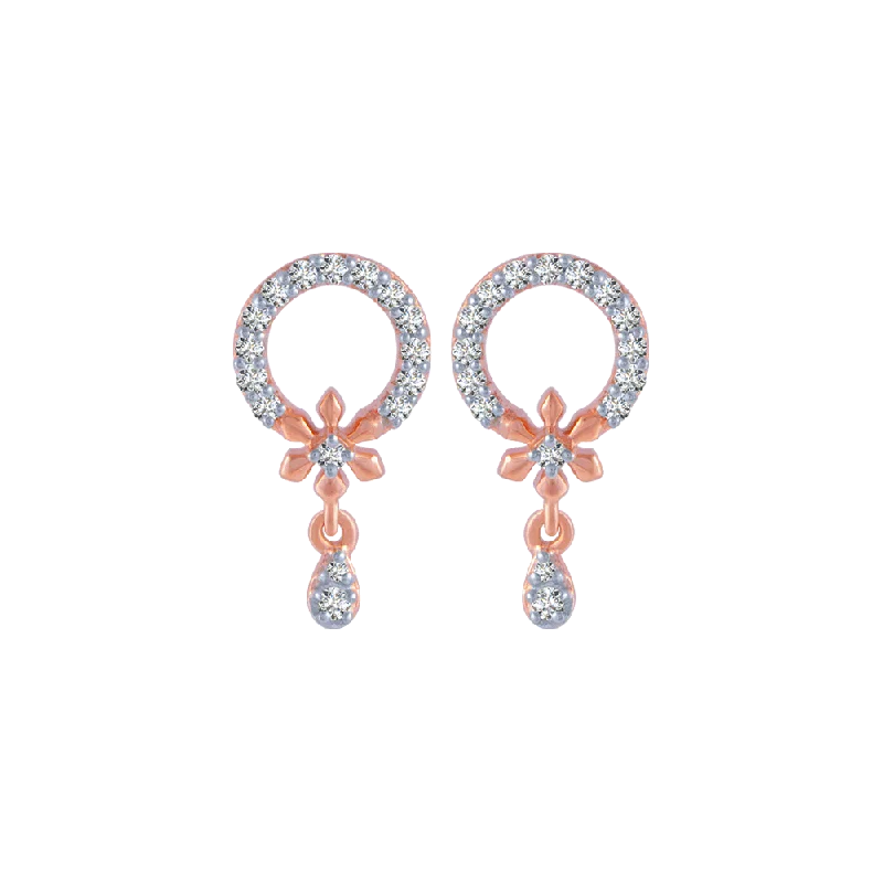 Women’s huggie earrings-18KT (750) Rose Gold And Diamond Stud Earrings For Women