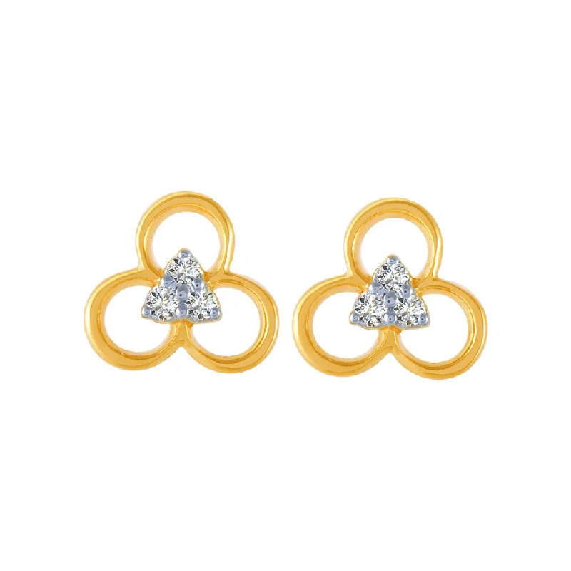 Women’s heart-shaped earrings-18k (750) Yellow Gold And Diamond Stud Earrings For Women