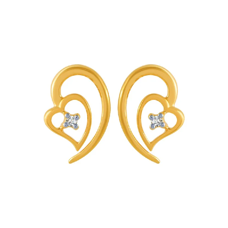 Women’s birthstone earrings-18k (750) Yellow Gold And Diamond Stud Earrings For Women