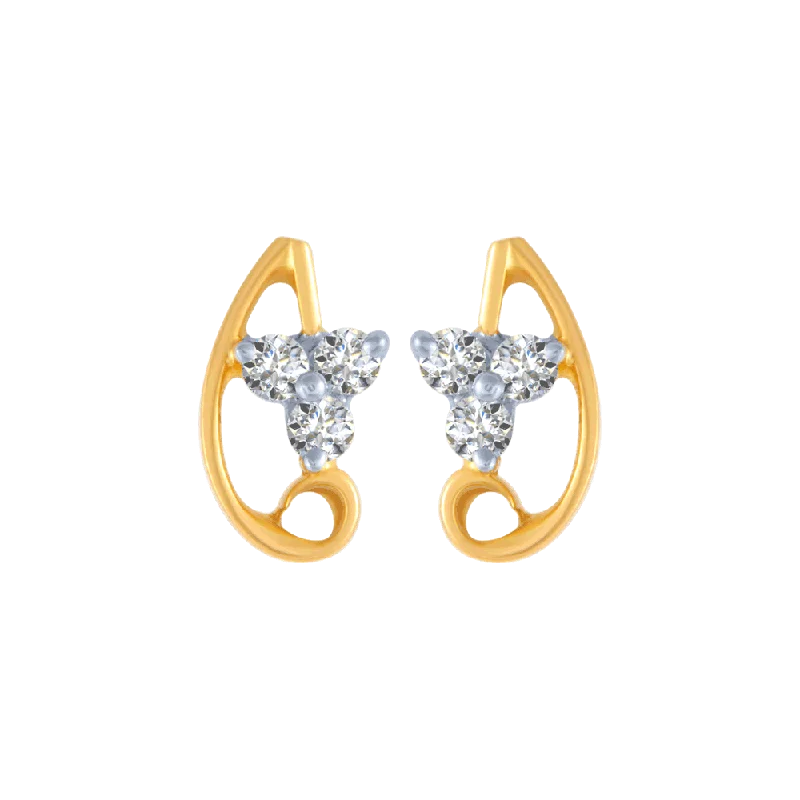 Women’s butterfly earrings-18KT (750) Yellow Gold And Diamond Stud Earrings For Women