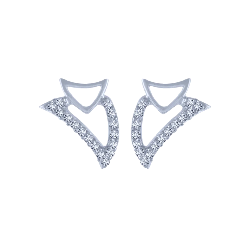 Women’s zircon earrings-18KT (750) White Gold And Diamond Stud Earrings For Women