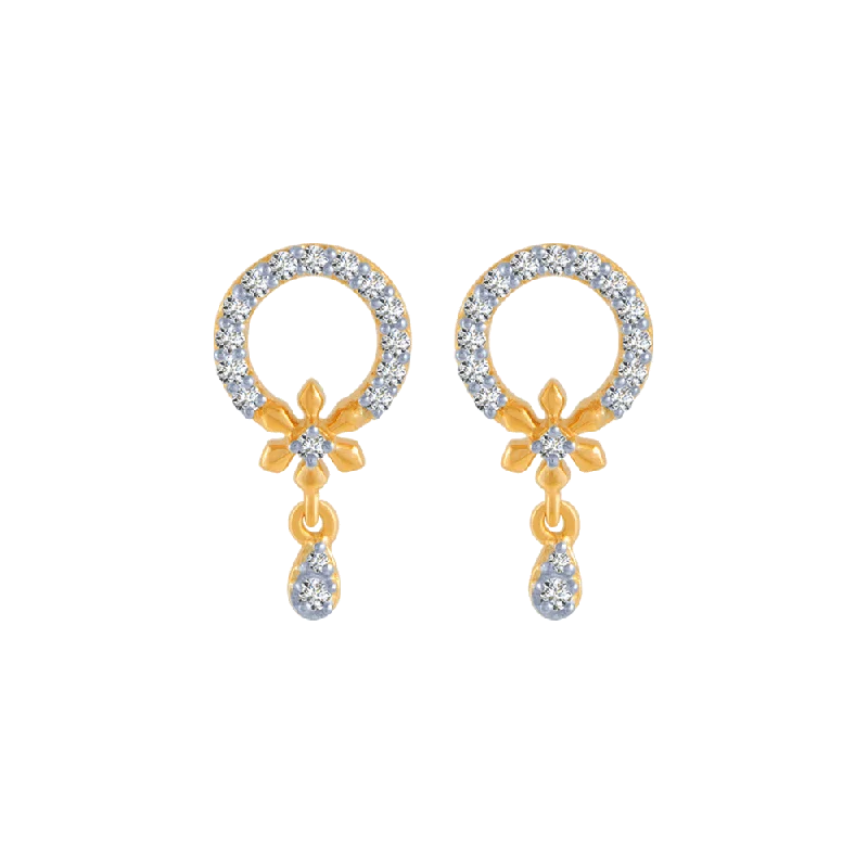 Women’s bold earrings-18KT (750) Yellow Gold And Diamond Stud Earrings For Women