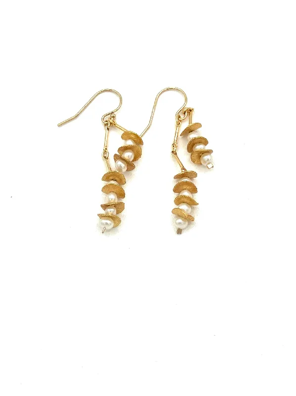 Women’s elegant hoop earrings-Signature Fresh Water Pearl Gold Earrings