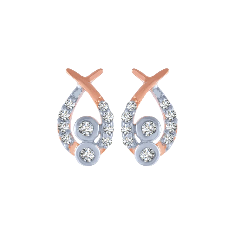 Women’s designer earrings-18KT (750) Rose Gold And Diamond Stud Earrings For Women