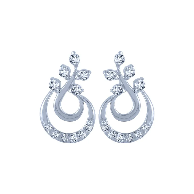 Women’s pearl drop earrings-18k (750) White Gold And Diamond Stud Earrings For Women