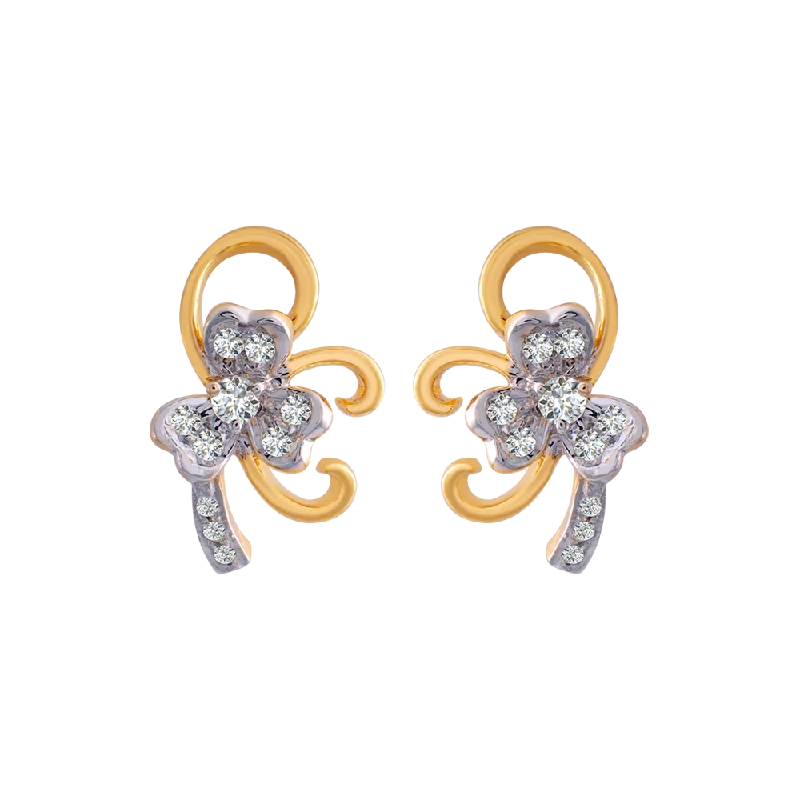 Women’s ear cuff earrings-18KT (750) Yellow Gold And Diamond Clip-on Earrings For Women