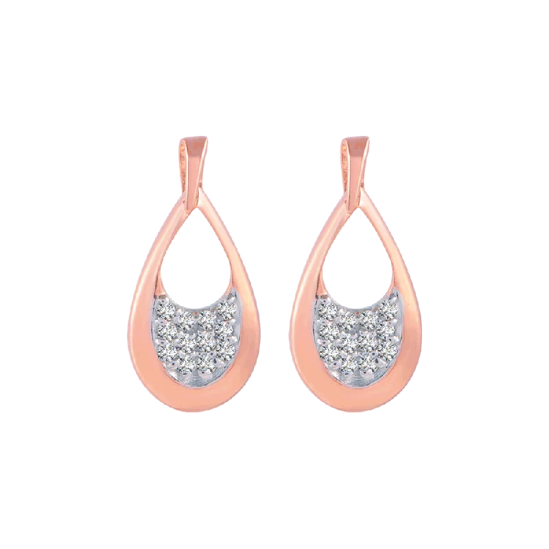 Women’s bohemian earrings-18KT (750) Rose Gold And Diamond Stud Earrings For Women