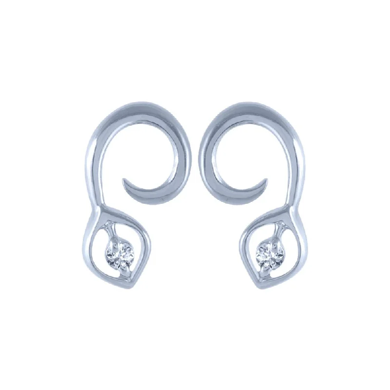 Women’s zodiac earrings-18k (750) White Gold And Diamond Stud Earrings For Women