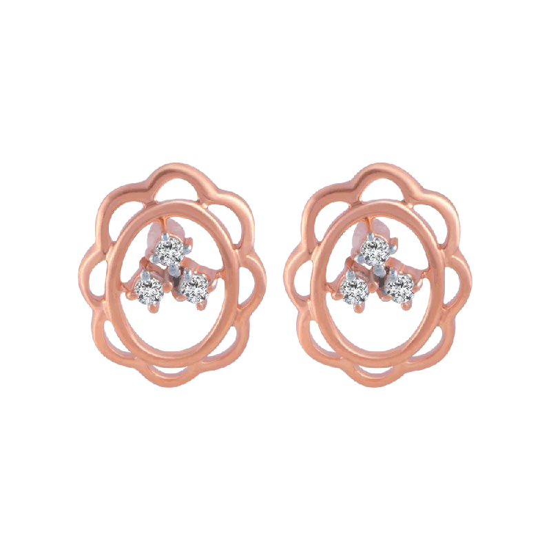 Women’s abstract earrings-18KT (750) Rose Gold And Diamond Stud Earrings For Women