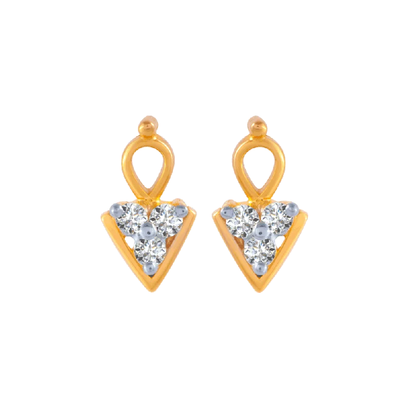 Women’s unique earrings-18KT (750) Yellow Gold And Diamond Stud Earrings For Women