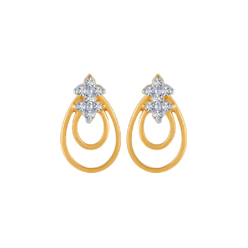 Women’s stud earrings-18KT (750) Yellow Gold And Diamond Stud Earrings For Women