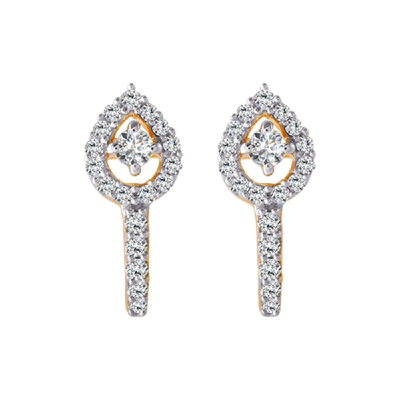 Women’s statement earrings-18KT (750) Yellow Gold And Diamond Clip-on Earrings For Women