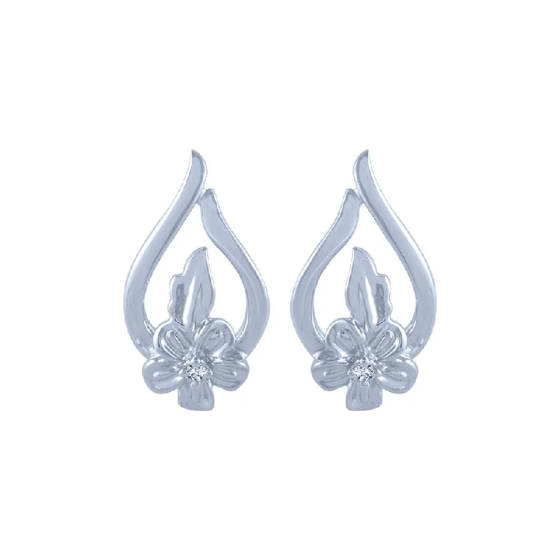 Women’s butterfly earrings-18k (750) White Gold And Diamond Stud Earrings For Women